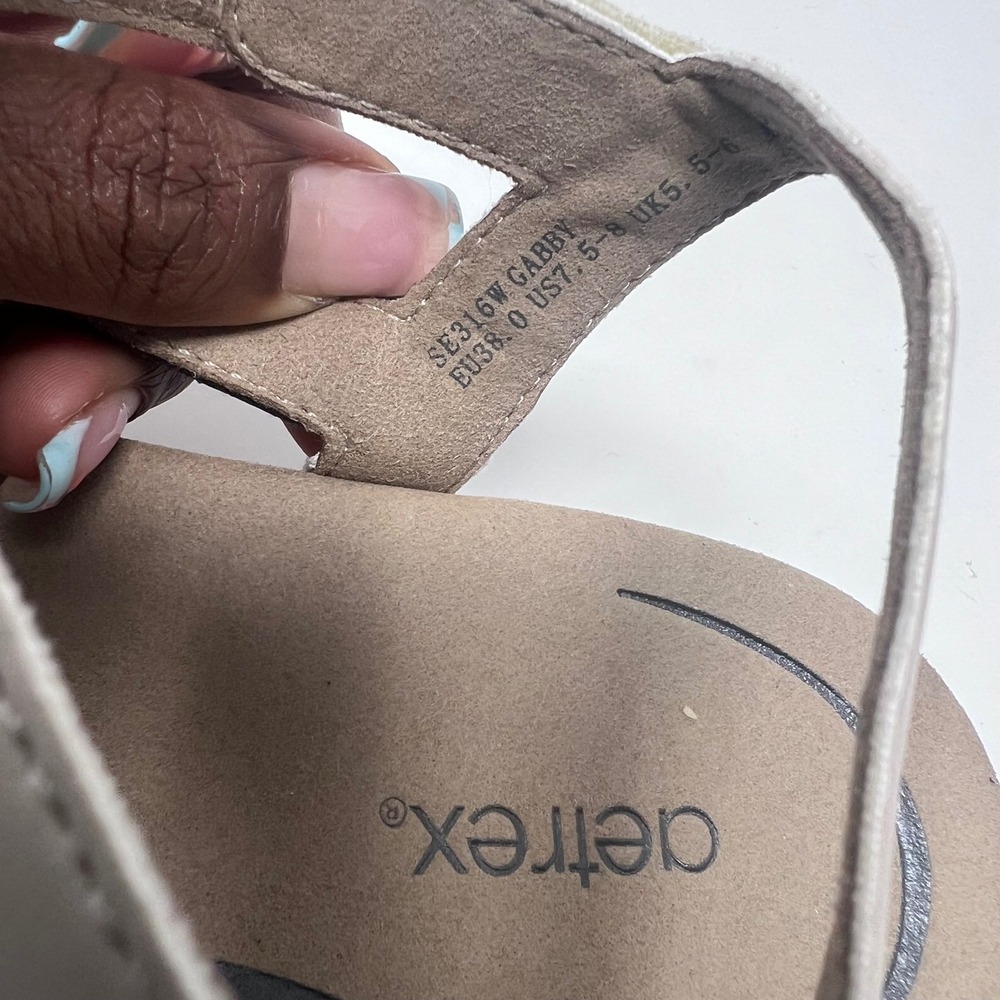 Aetrex Gabby Sandals Strappy Leather Womens 7.5-8 Grey Tan Orthotic Comfort - Picture 6 of 6